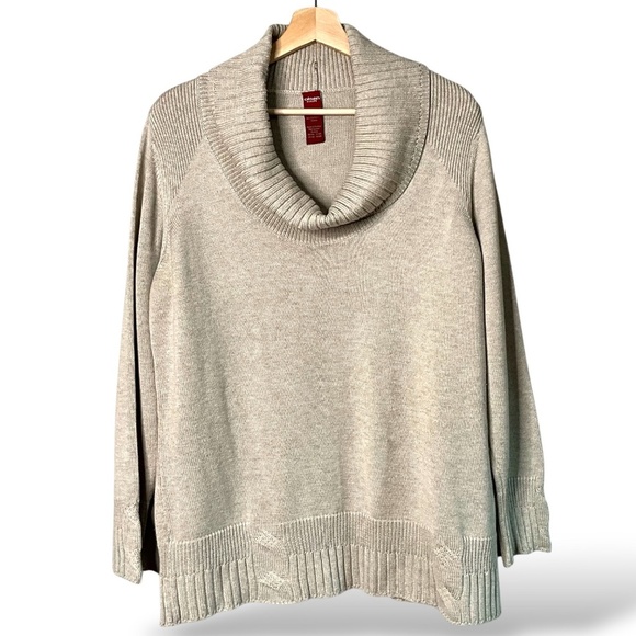 OLSEN Cotton Blend Long Sleeve Cowl Neck Pullover Sweater Cable Detail US Sz 14 - Picture 3 of 10